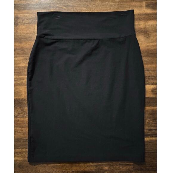 Eileen Fisher Women’s Small Skirt Pull On Stretch Knee Length Midi Black Pencil - Picture 2 of 8